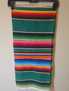 Vibrant Mexican Serape-Style Rainbow Stripe Scarf